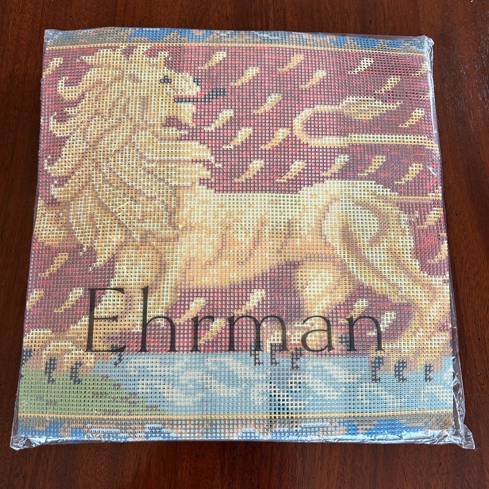 NEW IN PACKAGE- EHRMAN RED LION NEEDLEPOINT TAPESTRY PILLOW COVER KIT